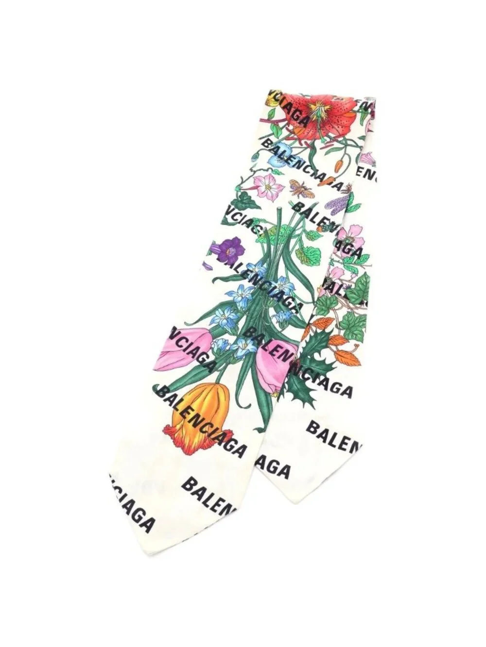 Gucci the Hacker Flora Print Silk Neck Bow the Project Floral Scarf White